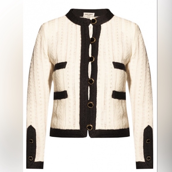 ❌SOLD❌ SAINT LAURENT Two Tone Wool Cardigan - Picture 7 of 12